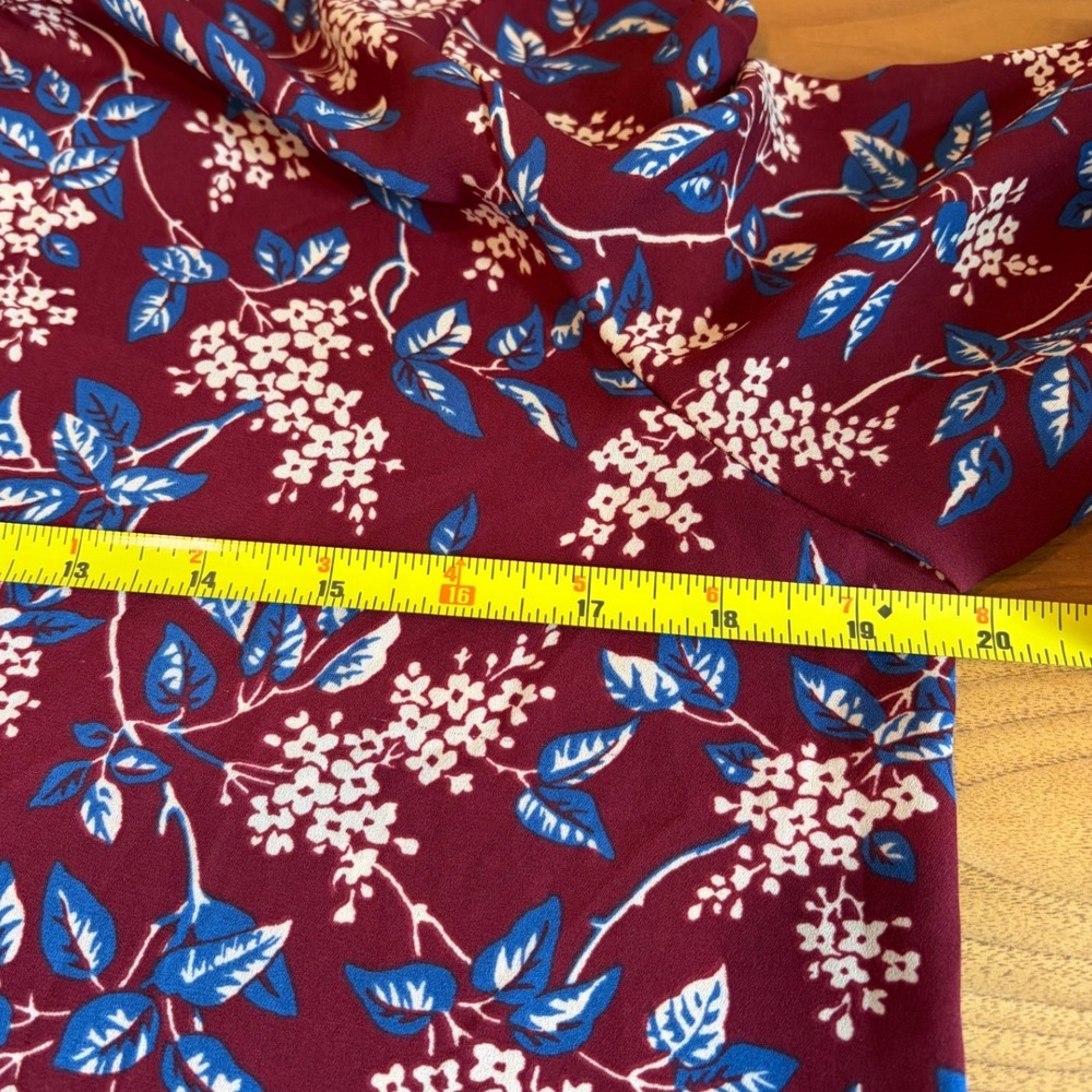 Madewell Floral Tie Front Blouse Womens Medium Burgundy Long Sleeve V-Neck Boho - Picture 5 of 7